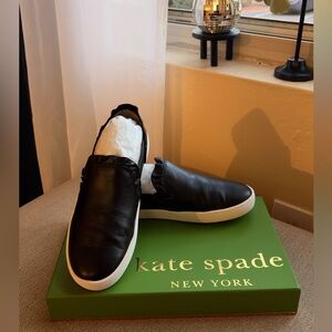 Kate Spade Black Leather Slip-Ons